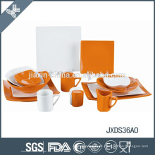 Conjunto de jantar de porcelana fina, forma quadrada, colorido conjunto de jantar 36pcs